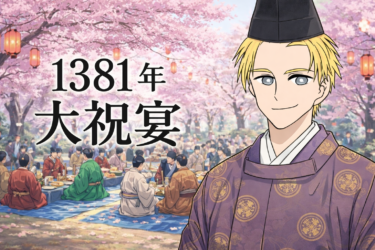 ☞【南北朝時代第3期⑭：1381年】『足利義満、花の御所で盛大な祝宴！』